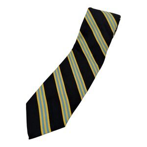 Vintage Jack Harper State College PA Regimental Stripe Tie Black Gold Blue 3.5"